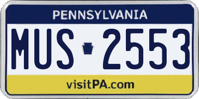 PA license plate MUS2553