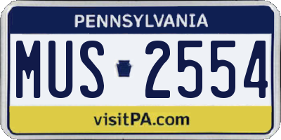 PA license plate MUS2554
