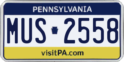 PA license plate MUS2558
