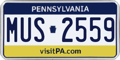 PA license plate MUS2559