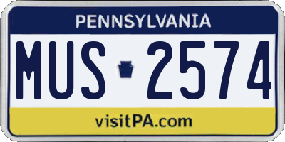 PA license plate MUS2574