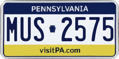 PA license plate MUS2575