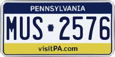 PA license plate MUS2576