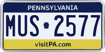 PA license plate MUS2577