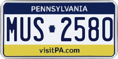 PA license plate MUS2580