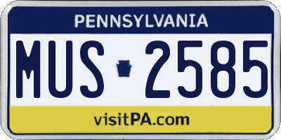 PA license plate MUS2585