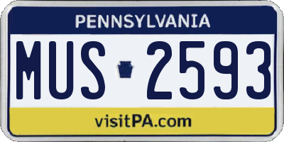 PA license plate MUS2593