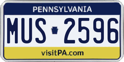 PA license plate MUS2596