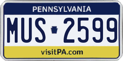 PA license plate MUS2599