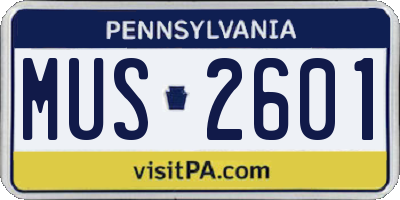 PA license plate MUS2601