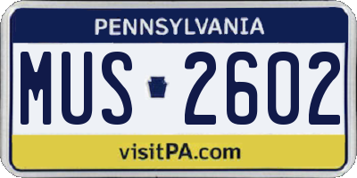 PA license plate MUS2602