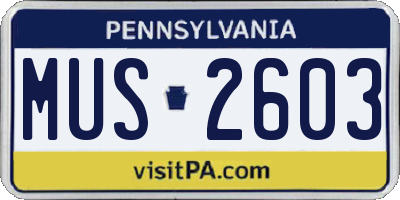 PA license plate MUS2603