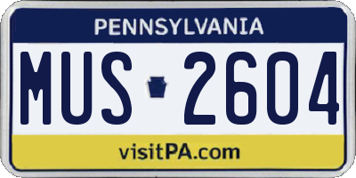 PA license plate MUS2604