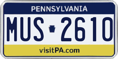 PA license plate MUS2610