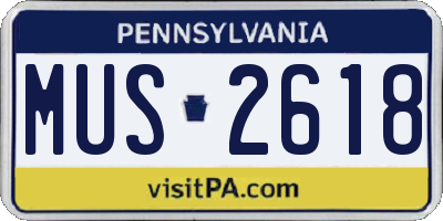 PA license plate MUS2618
