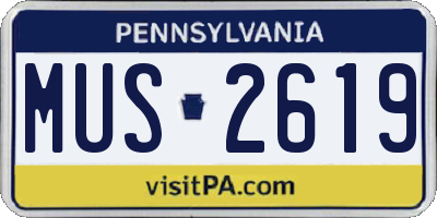 PA license plate MUS2619