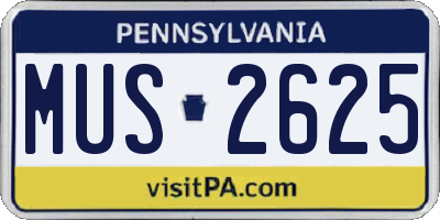 PA license plate MUS2625