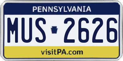 PA license plate MUS2626
