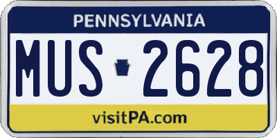 PA license plate MUS2628