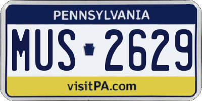 PA license plate MUS2629