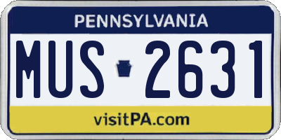 PA license plate MUS2631