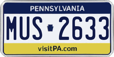 PA license plate MUS2633