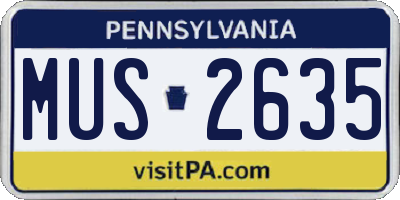 PA license plate MUS2635