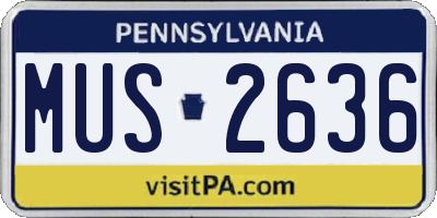 PA license plate MUS2636
