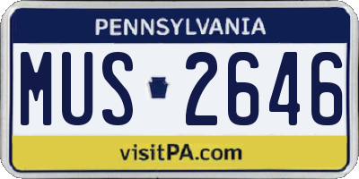 PA license plate MUS2646
