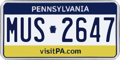 PA license plate MUS2647