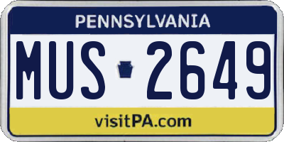 PA license plate MUS2649