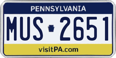 PA license plate MUS2651