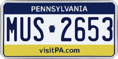 PA license plate MUS2653