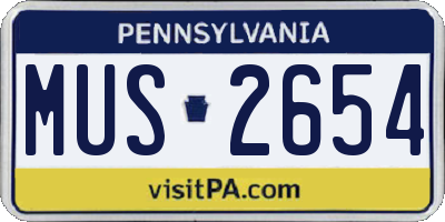 PA license plate MUS2654