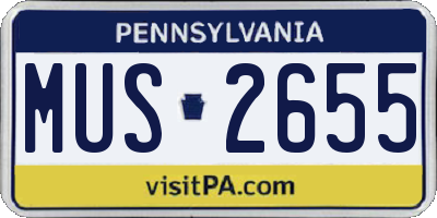 PA license plate MUS2655