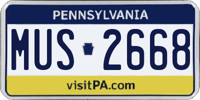 PA license plate MUS2668