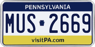 PA license plate MUS2669
