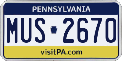 PA license plate MUS2670