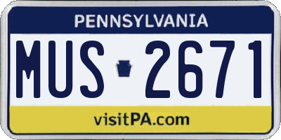 PA license plate MUS2671