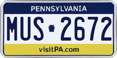 PA license plate MUS2672