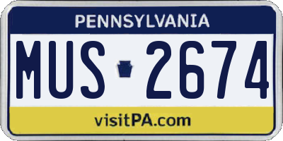 PA license plate MUS2674