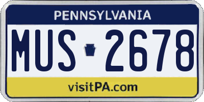 PA license plate MUS2678