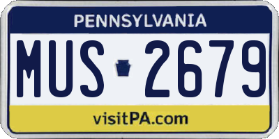 PA license plate MUS2679