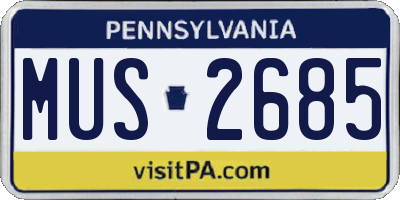 PA license plate MUS2685