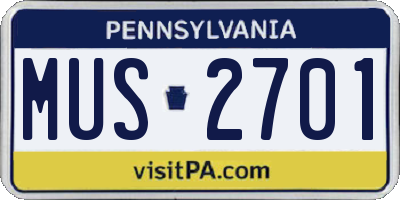 PA license plate MUS2701