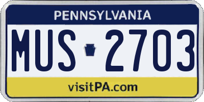 PA license plate MUS2703