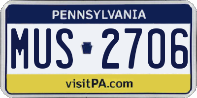 PA license plate MUS2706