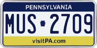 PA license plate MUS2709