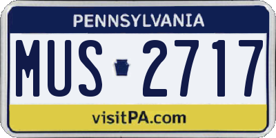 PA license plate MUS2717