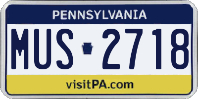 PA license plate MUS2718